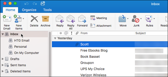 where is personal folders in outlook 2016 for mac